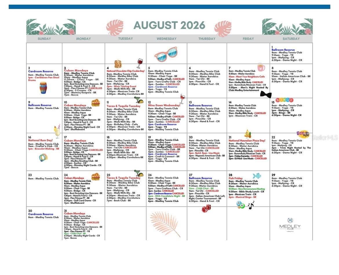 10442 ECHO DOCK LOOP, San Antonio, FL 33576 Activity Calendar Example