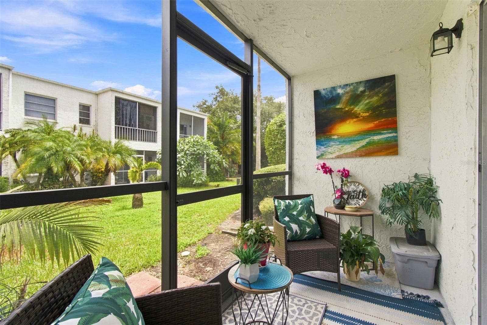 217 S MCMULLEN BOOTH ROAD, #179, Clearwater, FL 33759 Covered/Screened Lanai with view of courtyard