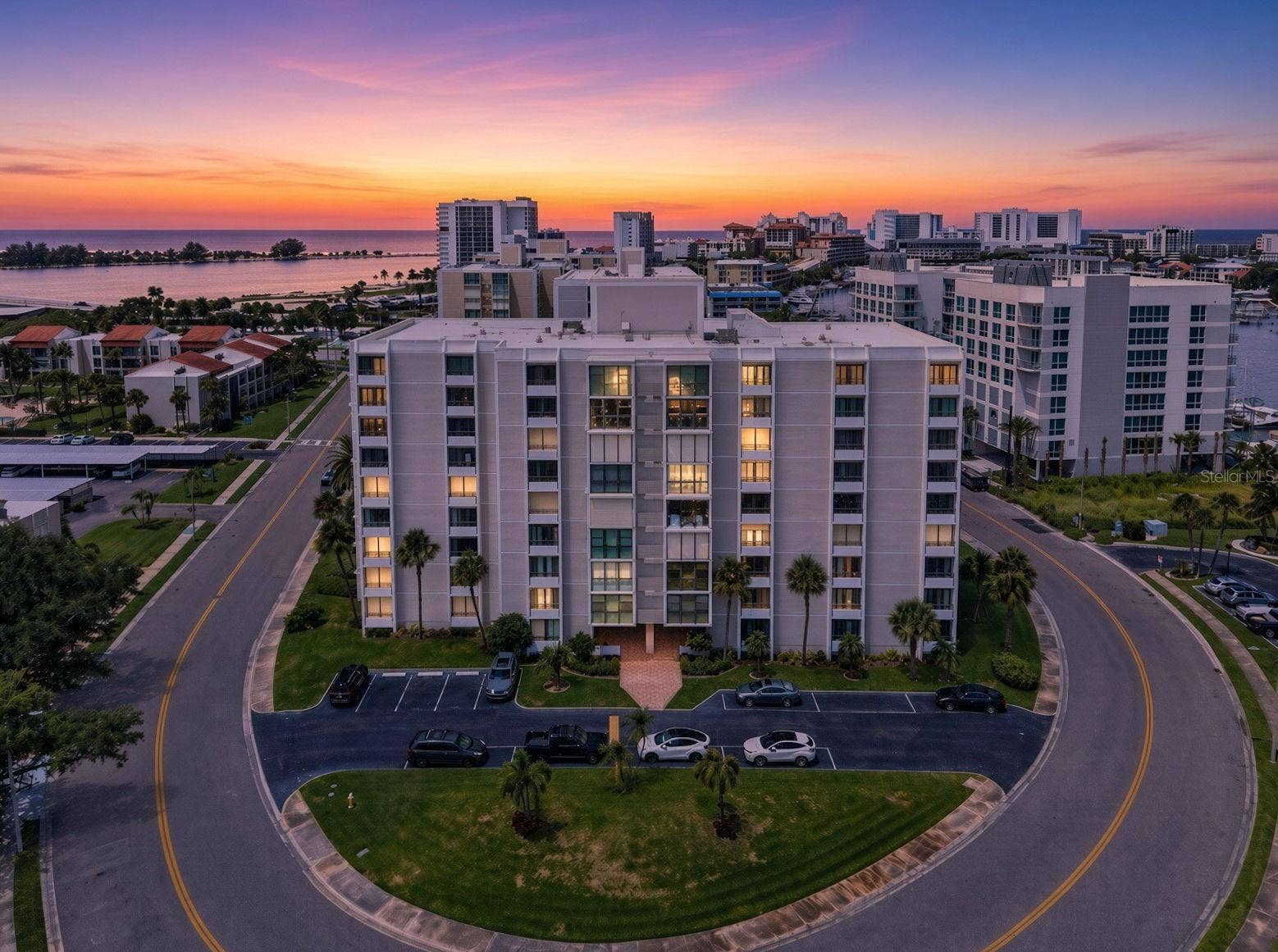 855 BAYWAY BOULEVARD, #503, Clearwater Beach, FL 33767 Aerial Sunset