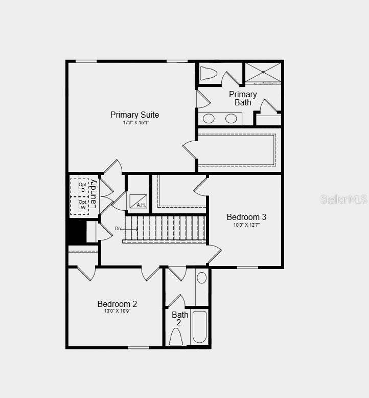9309 CHISWELL LANE, Palmetto, FL 34221 Second Floor Plan - Additional Highlights Include: GE refrigerator, washer and dryer, extended LVP flooring on the first floor, window blinds throughout, and vertical blinds on the sliding glass door