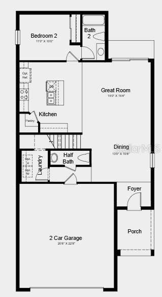 13835 SHELLMORE AVENUE, Palmetto, FL 34221 First Floor Plan - Additional Highlights Include: GE refrigerator, washer and dryer, whole house blinds, and extended LVP flooring at first floor