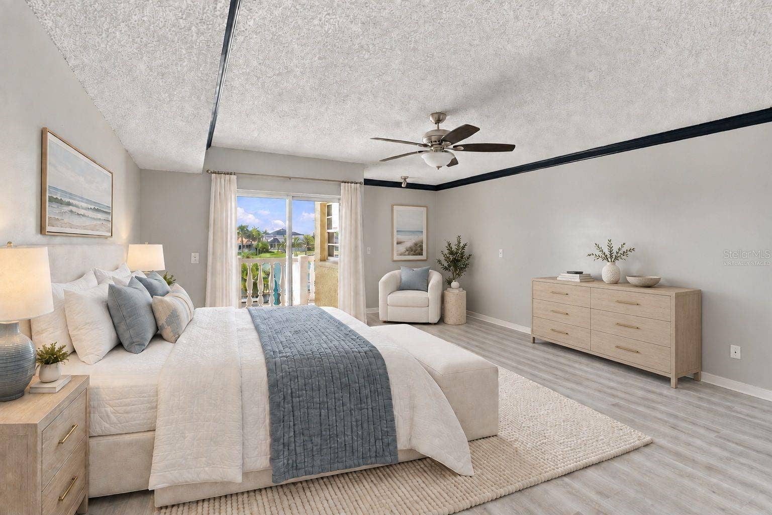 Primary bedroom virtually staged