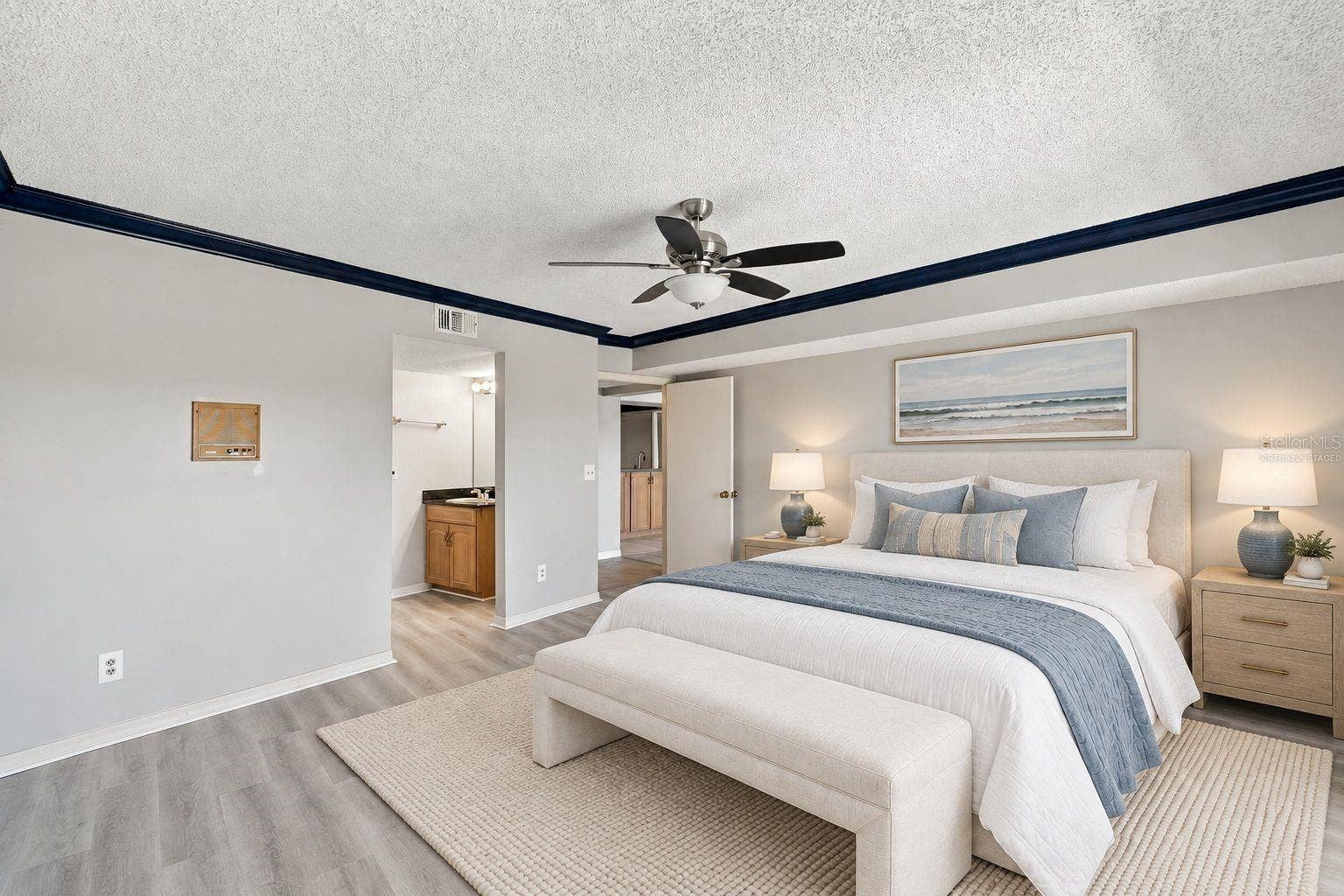 Primary bedroom virtually staged