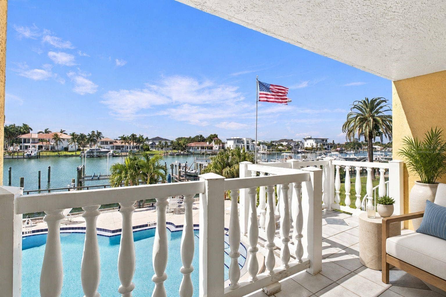 Virtually staged Balcony view from living room