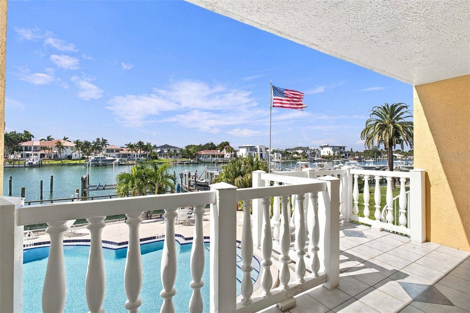 Virtually staged Balcony view from living room
