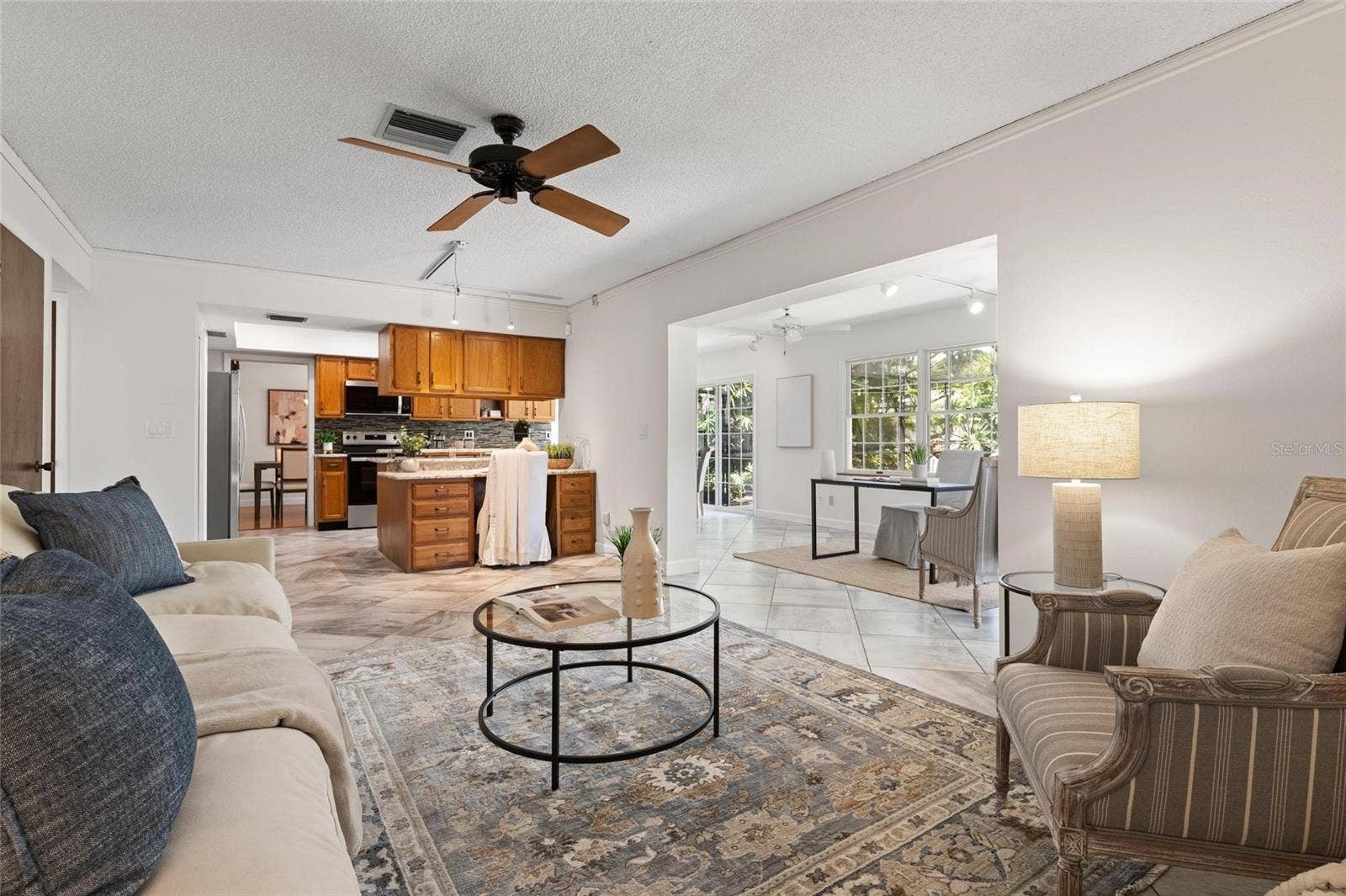 Family room looking towards kitchen