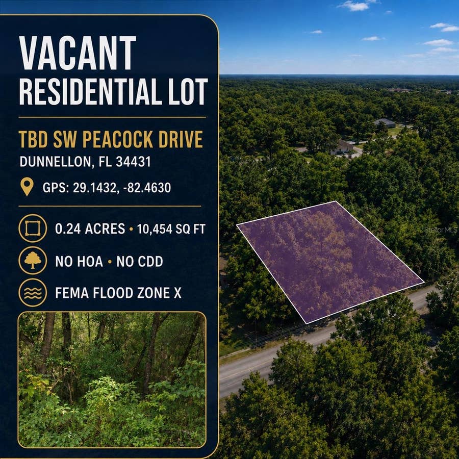 Property photo for SW PEACOCK DRIVE, Dunnellon, FL