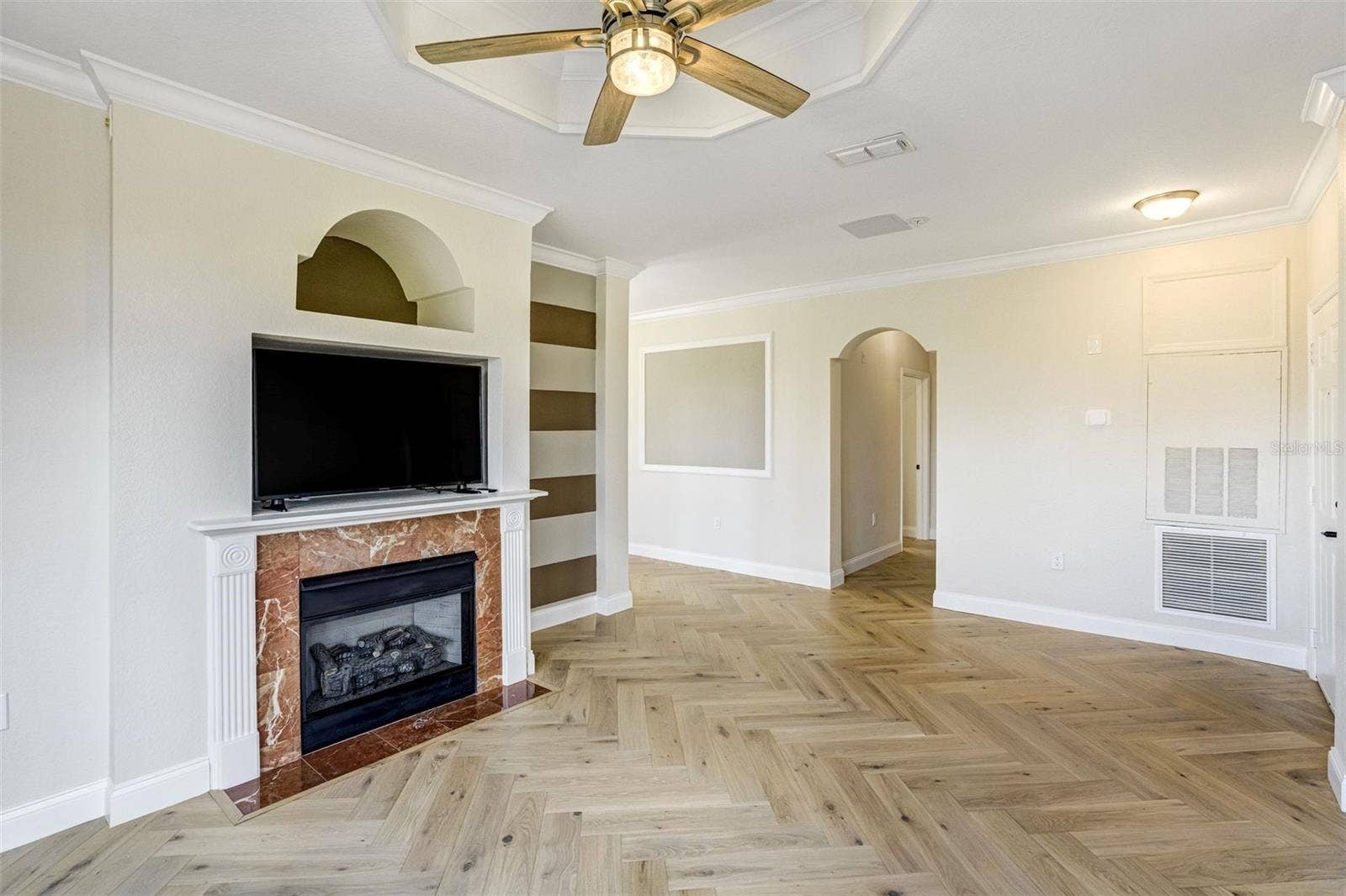 New herringbone wood flooring