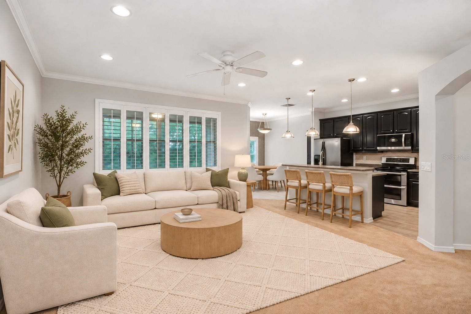 1161 EMERALD HILL WAY, Valrico, FL 33594 Family Room with Kitchen Combo. New windows and Plantation Shutters throughout