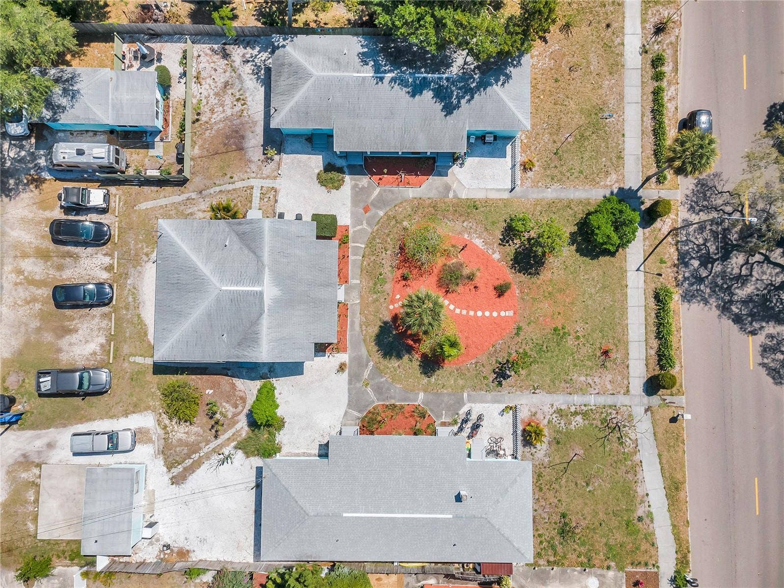 5025 28TH AVENUE S, Gulfport, FL 33707 Aerial view of the three side-by-side parcels: 5025, 5027 and 5029 28th Ave S