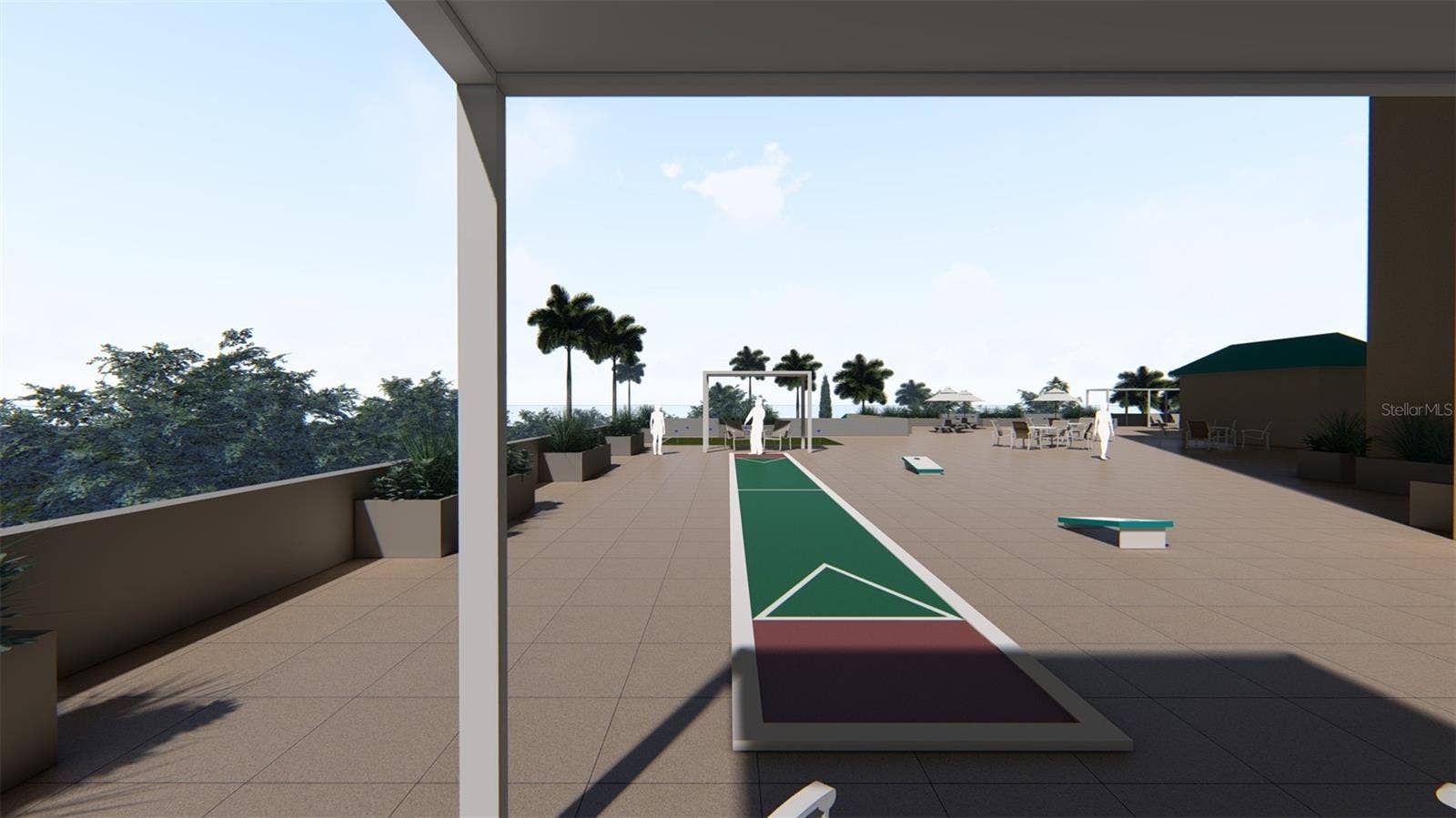 1390 GULF BOULEVARD, #1203, Clearwater, FL 33767 Artist Rendering Pool Deck. Final design and finishes may vary.