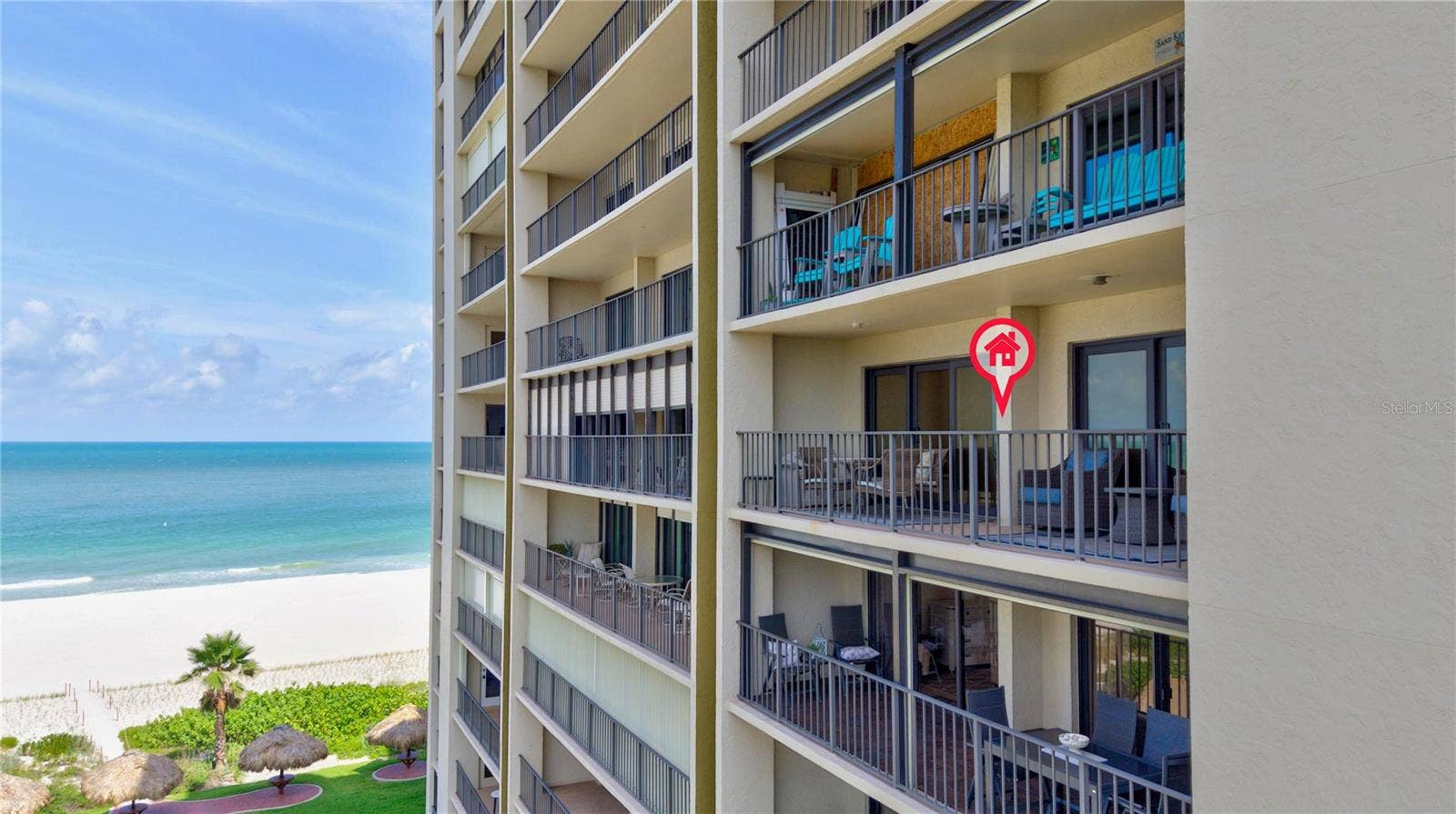 1480 GULF BOULEVARD, #601, Clearwater Beach, FL 33767 aerial of unit balcony