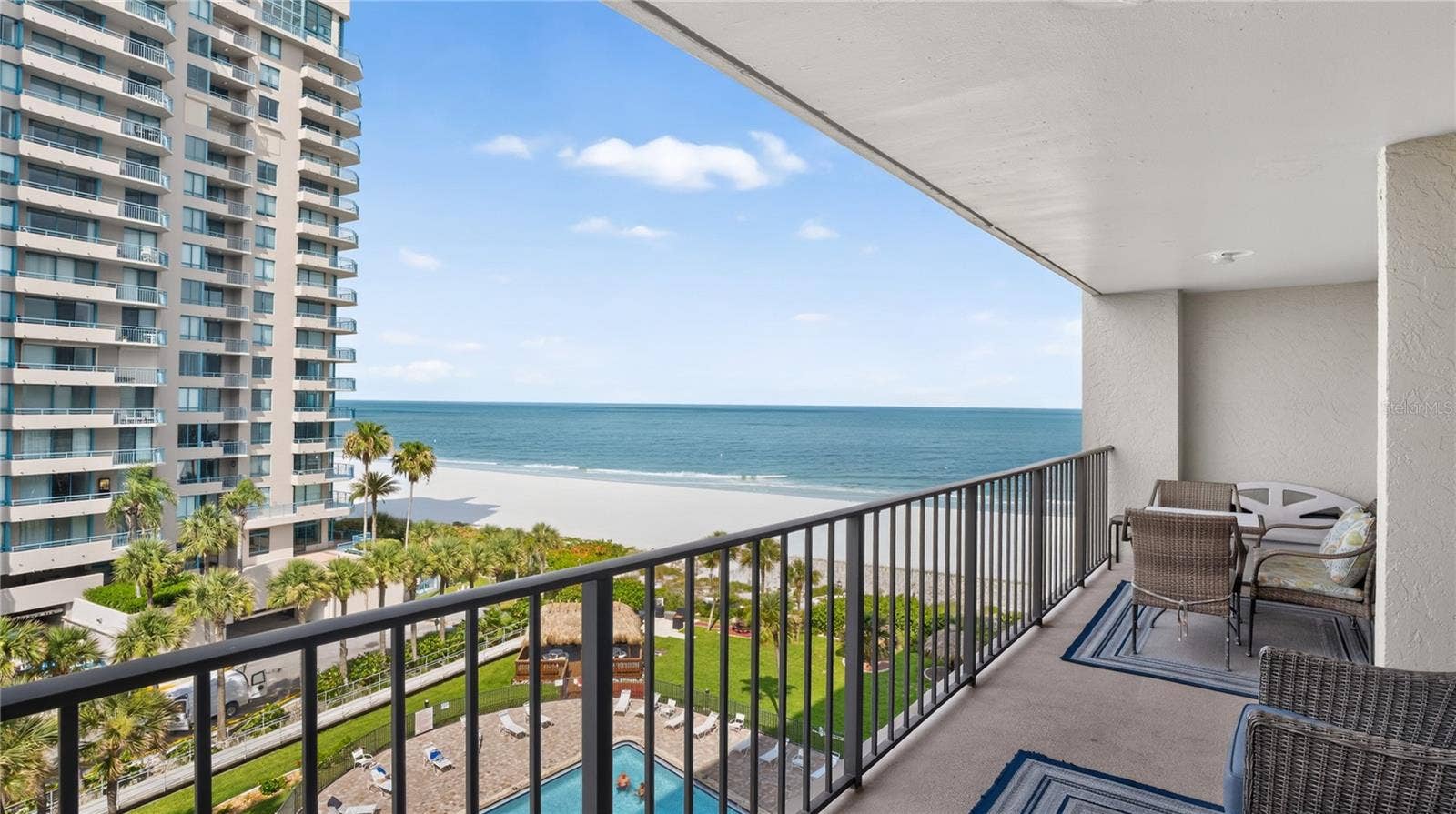 1480 GULF BOULEVARD, #601, Clearwater Beach, FL 33767 private south-facing balcony - southwest view