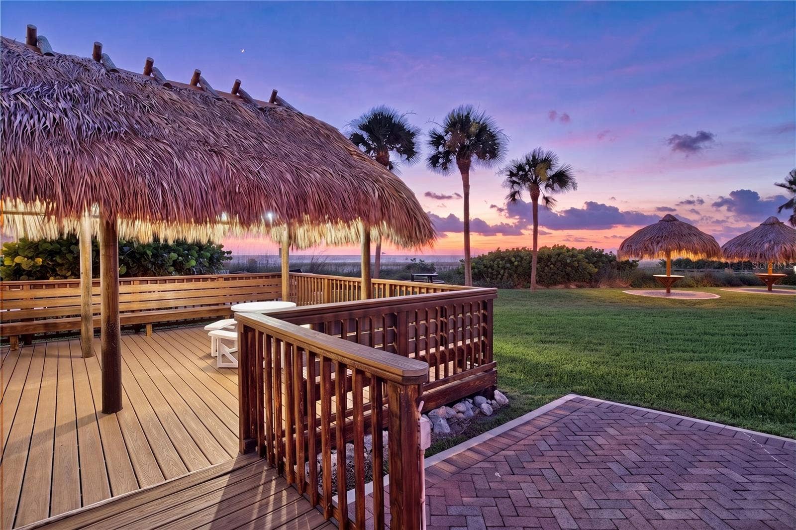 1480 GULF BOULEVARD, #601, Clearwater Beach, FL 33767 beachfront tiki hut at sunset