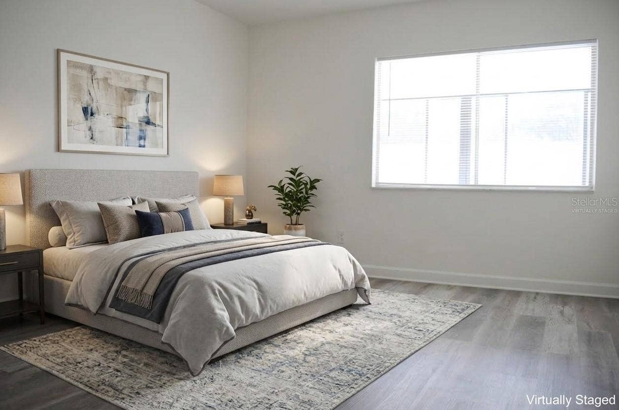 virtually staged primary bedroom