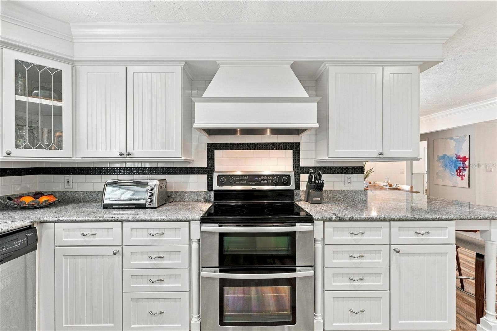 Designed hood and charming cabinets