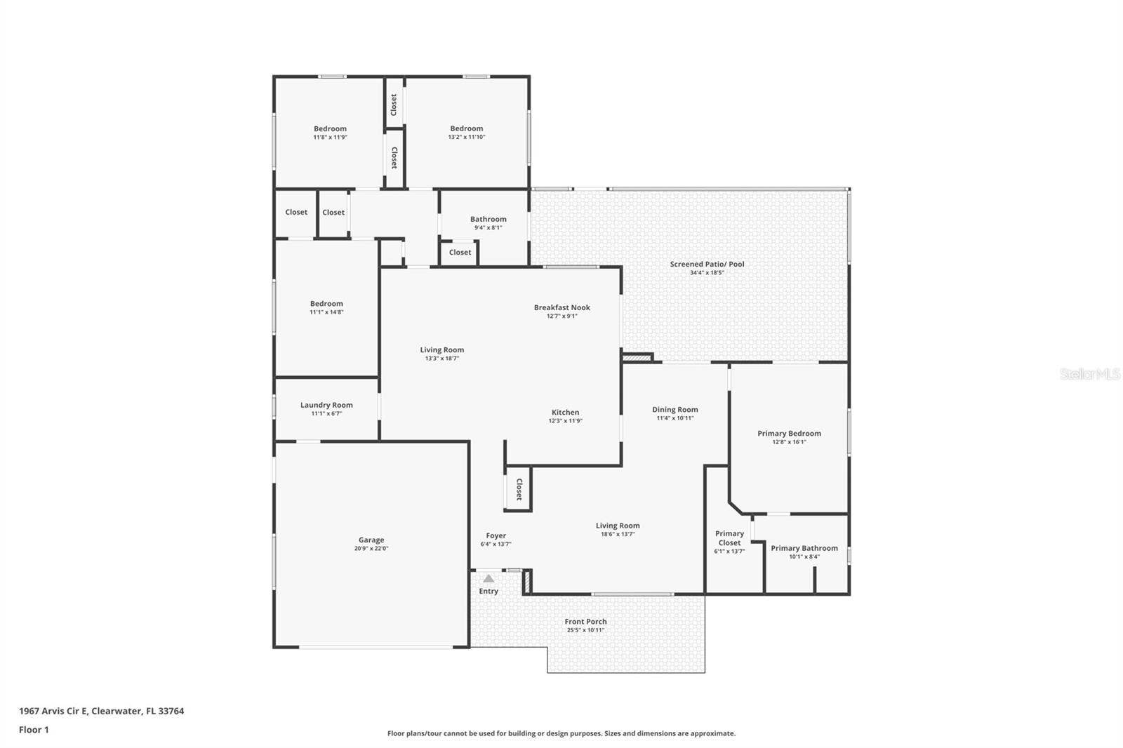 1967 ARVIS CIRCLE E, Clearwater, FL 33764 Floor plan