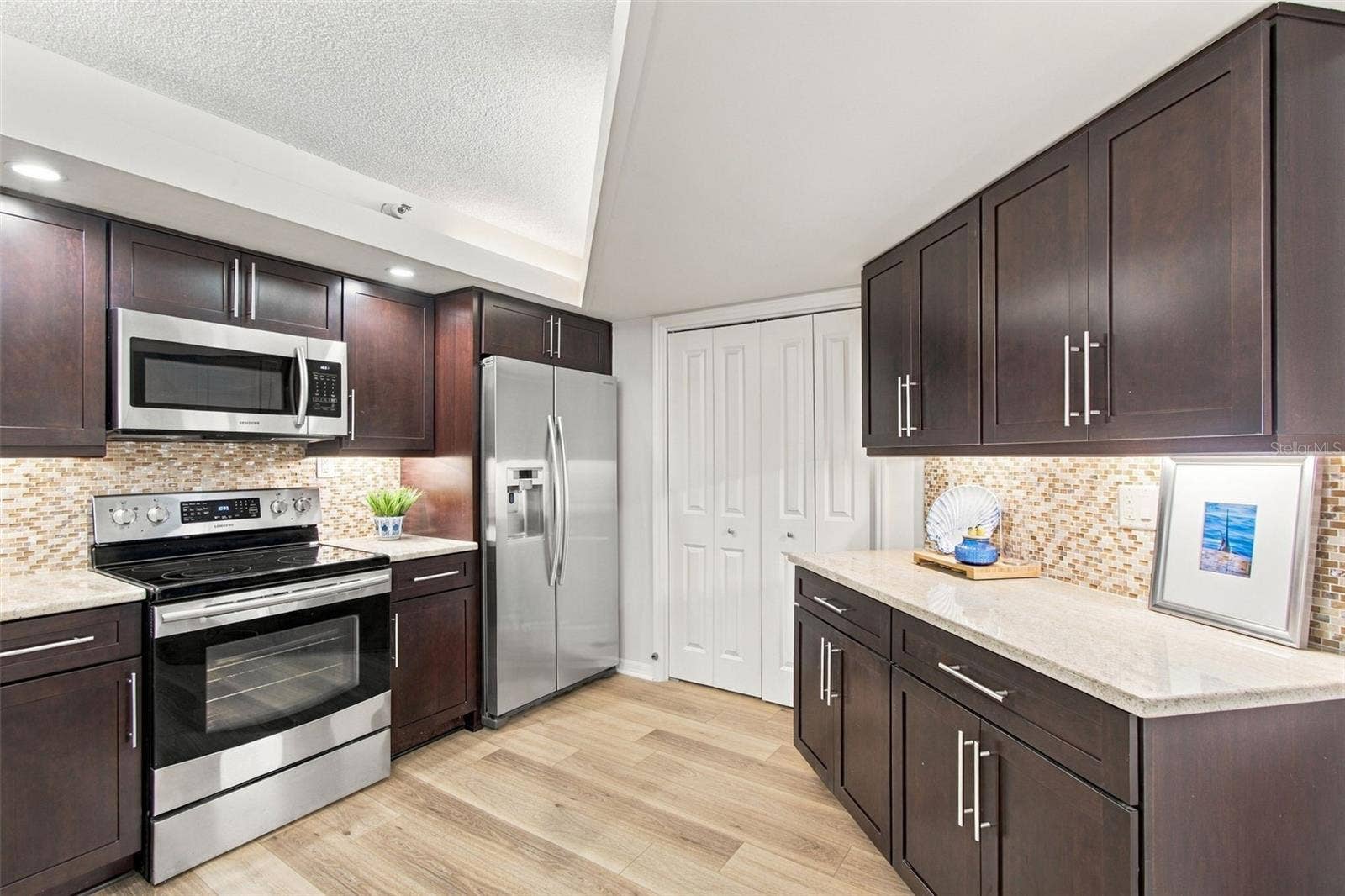 Updated kitchen with extra built-in cabinets
