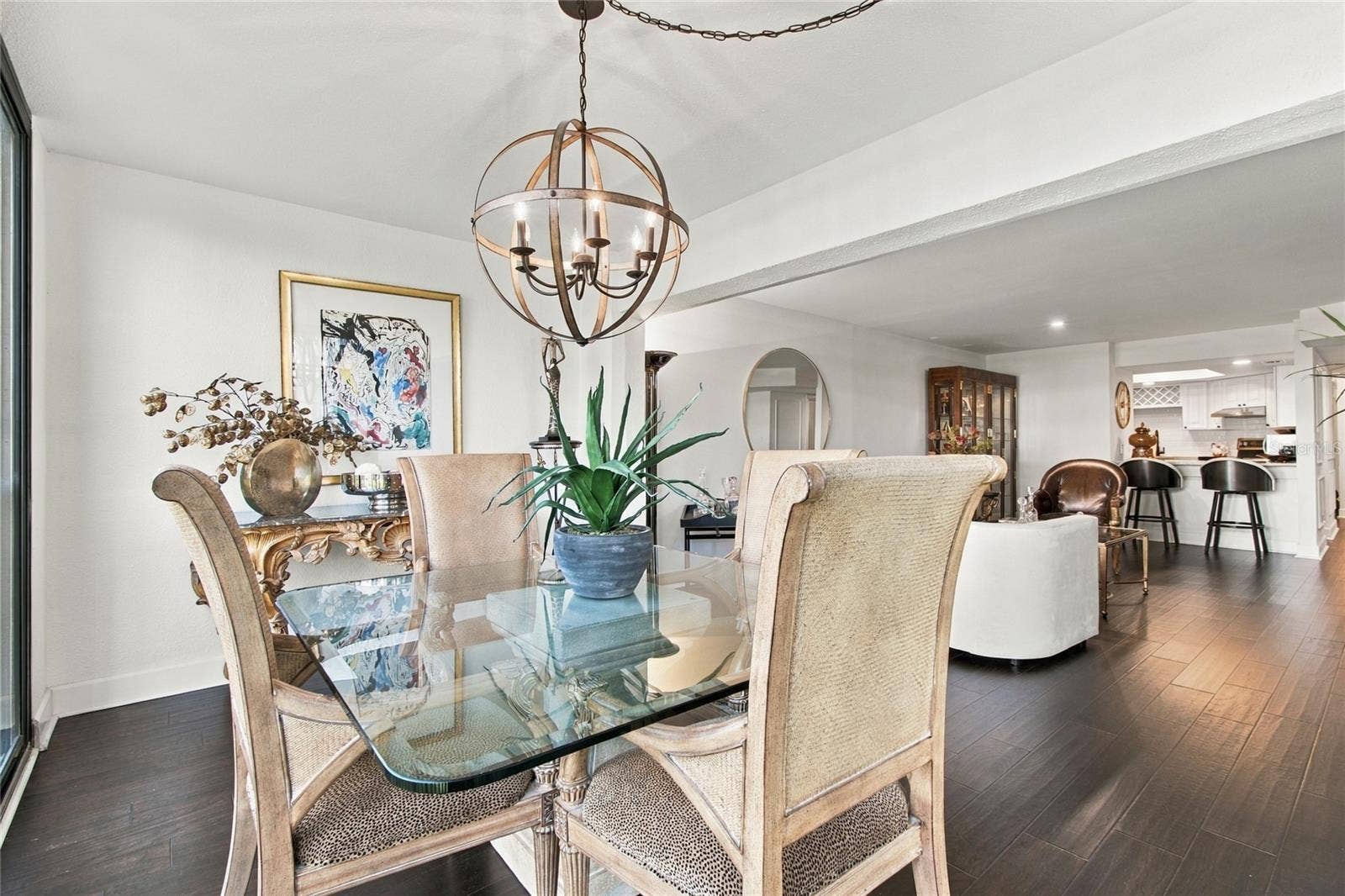Dining overlooking Living and Kitchen