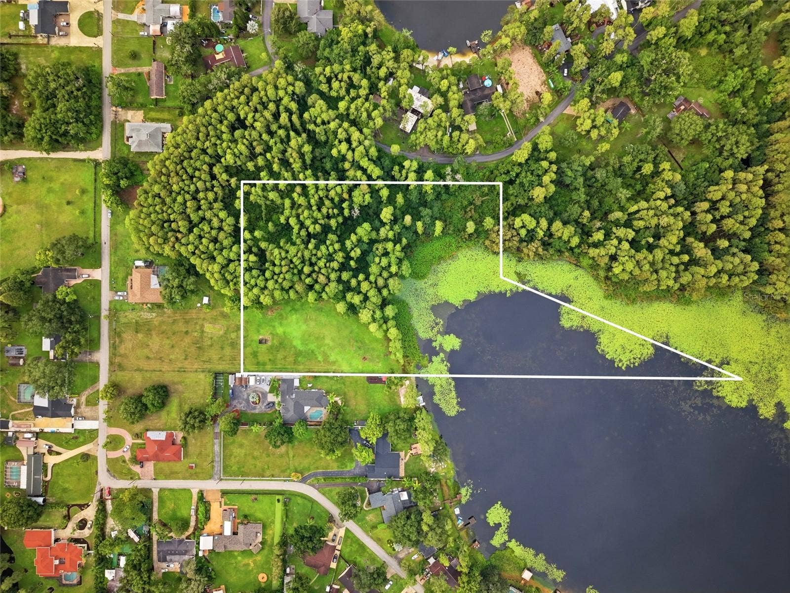 No neighbors, you own the wetlands and part of the lake.  0.82 acre uplands
