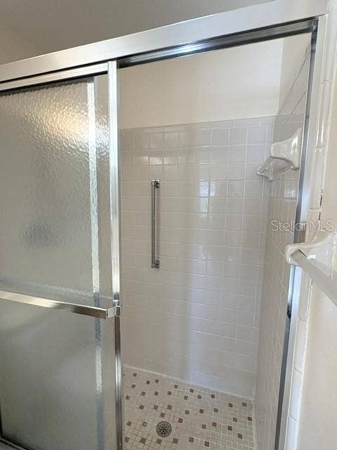 2102 HARRINGAY STREET, #449, Sun City Center, FL 33573 Step in shower in the primary bath, with grab bars for your convenience.
