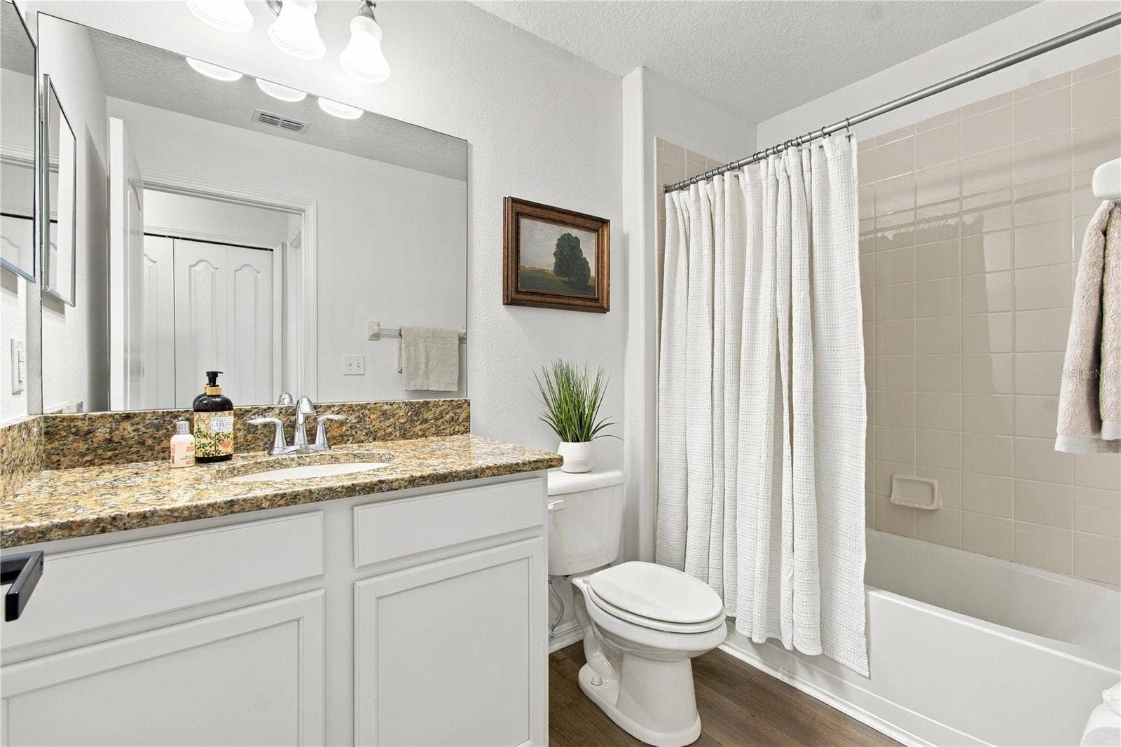 Guest bathroom upstairs - Tub and shower.