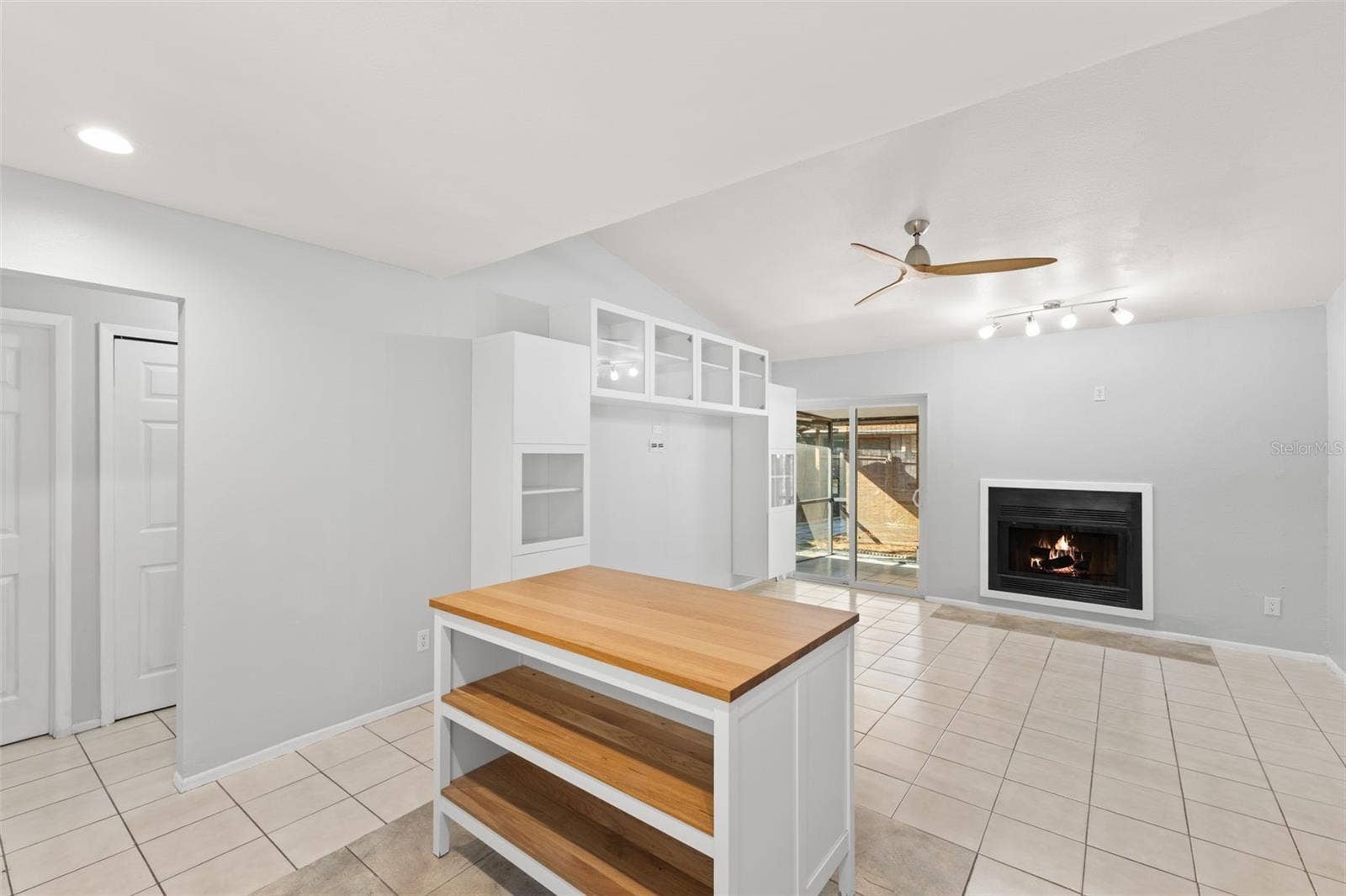 Kitchen Island and Living Room