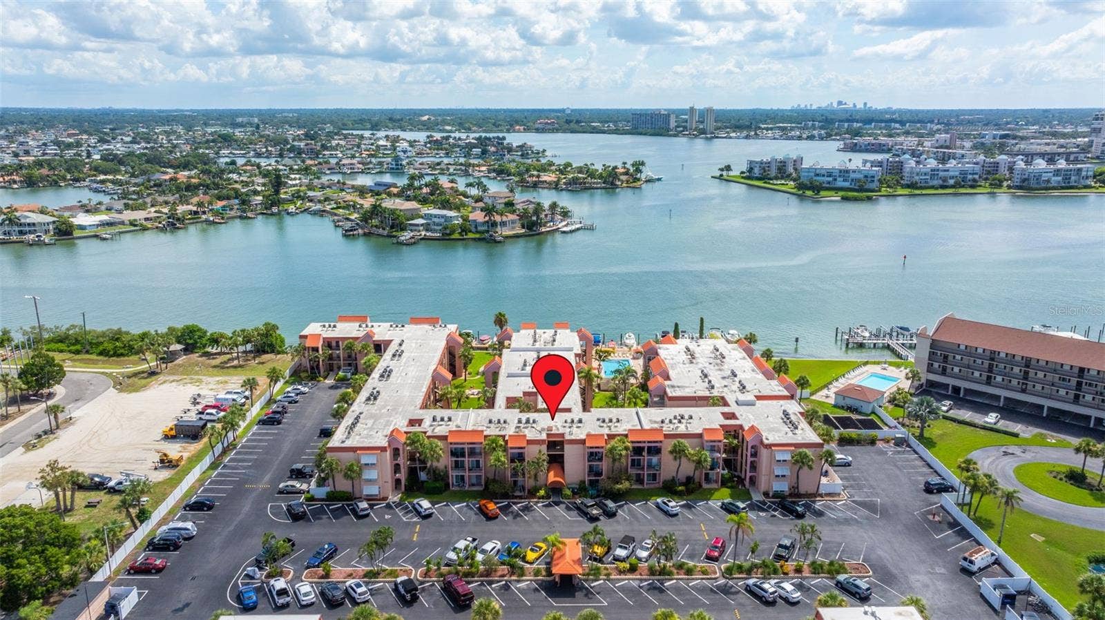 8921 BLIND PASS ROAD, #250, St Pete Beach, FL 33706 aerial view of community and intracoastal waterway