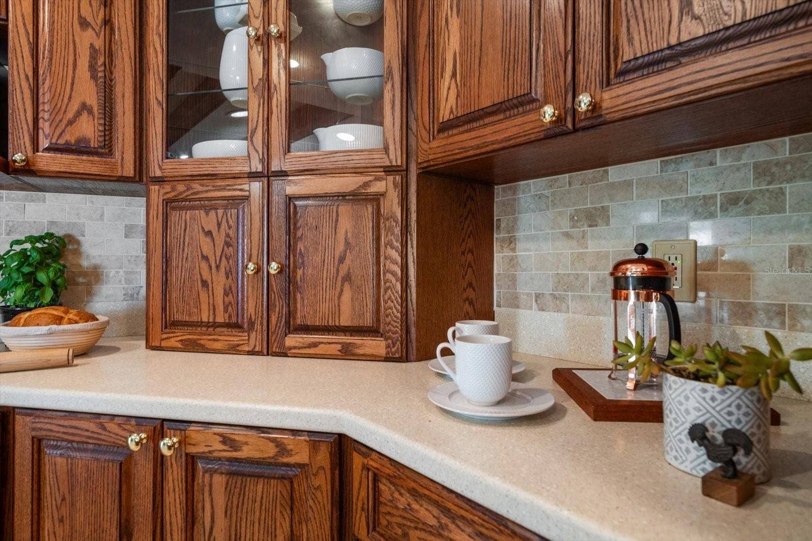 1105 DEER RUN PLACE, Valrico, FL 33594 Custom hardwood cabinets with pull-out shelves, appliance garge and room for a coffee bar!