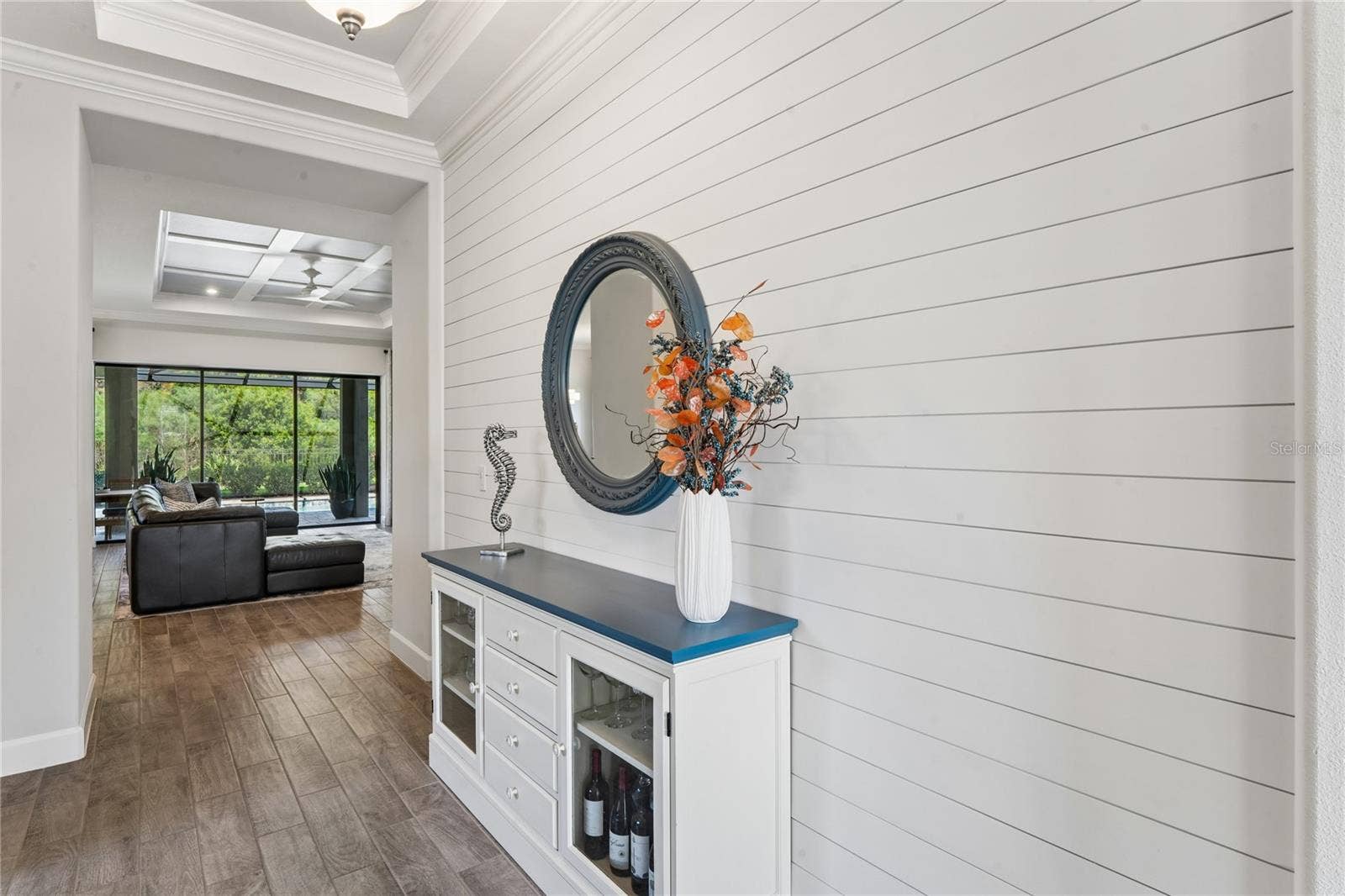 Shiplap wall in Foyer