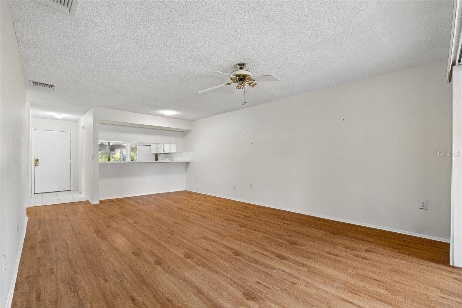 Living Room to Kitchen and Front Door