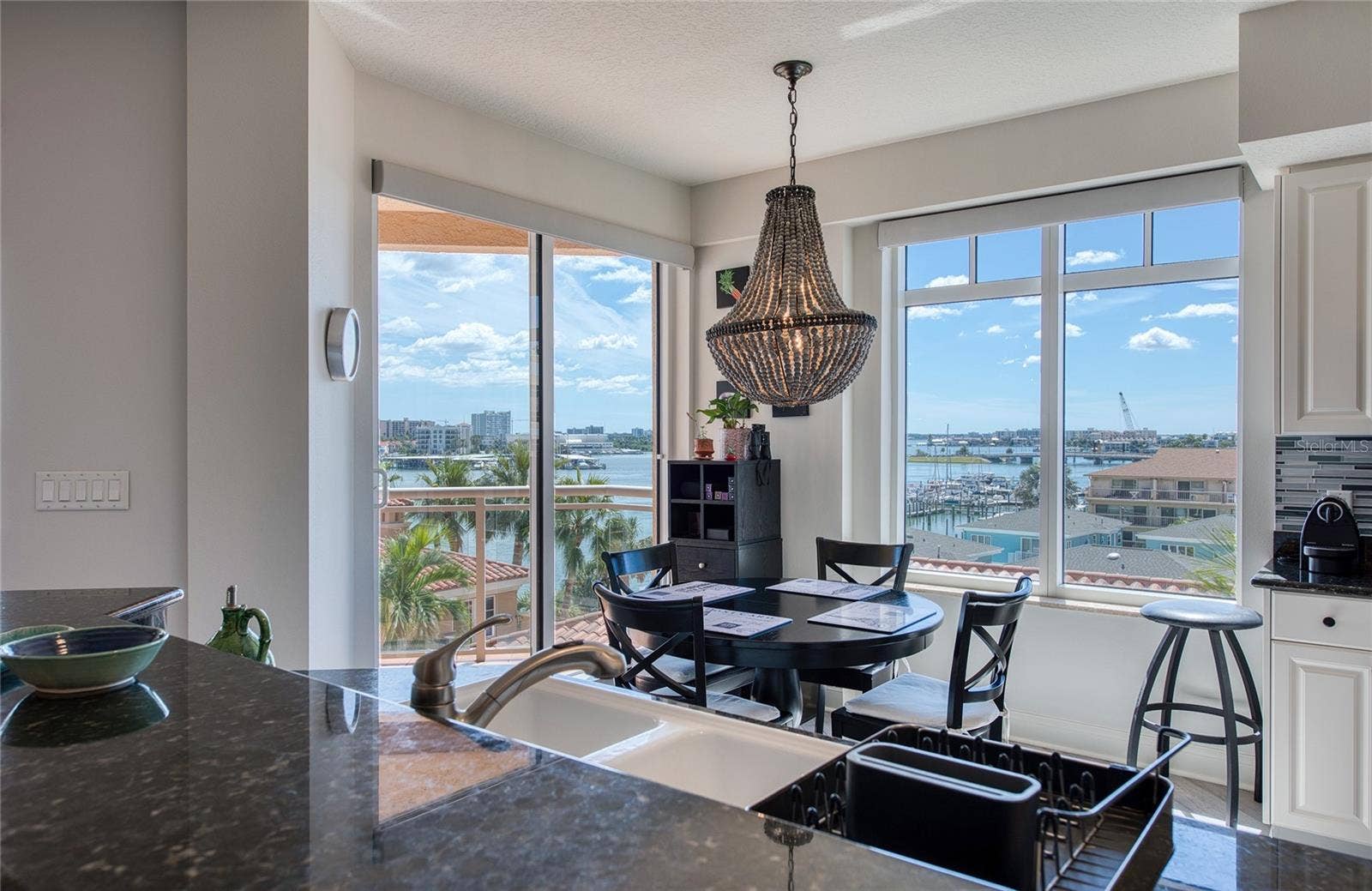 with an eating area and, of course, Water Views.