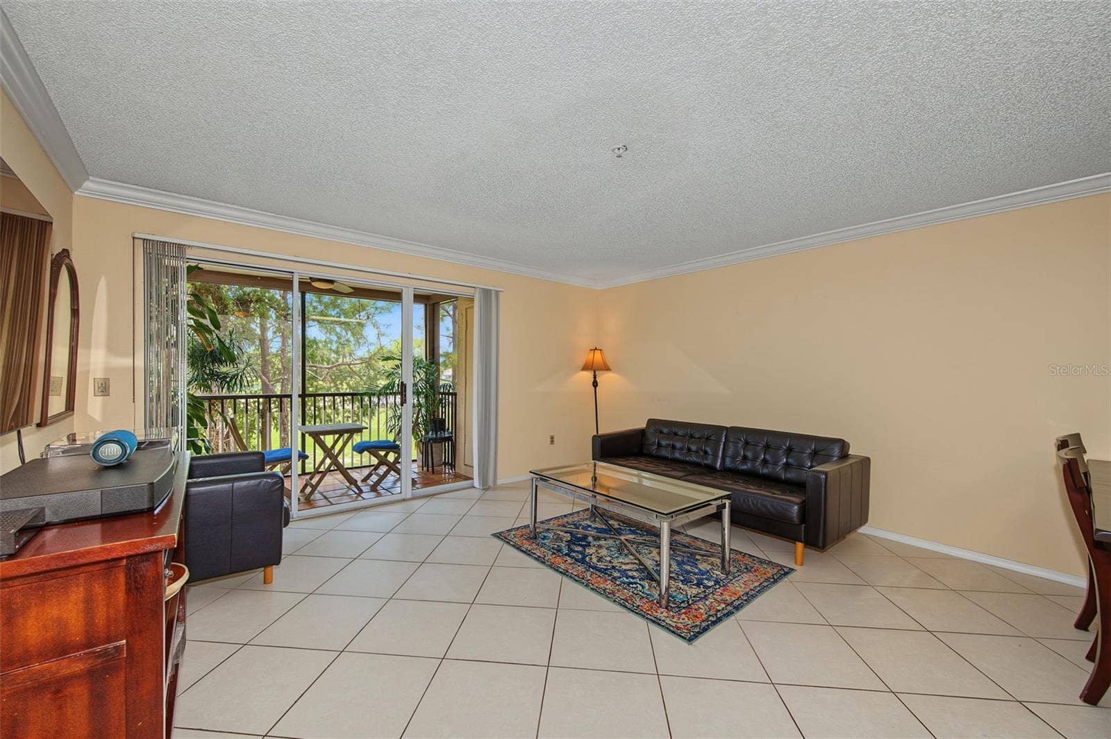2400 FEATHER SOUND DRIVE, #123, Clearwater, FL 33762 Living Room leading to Balcony