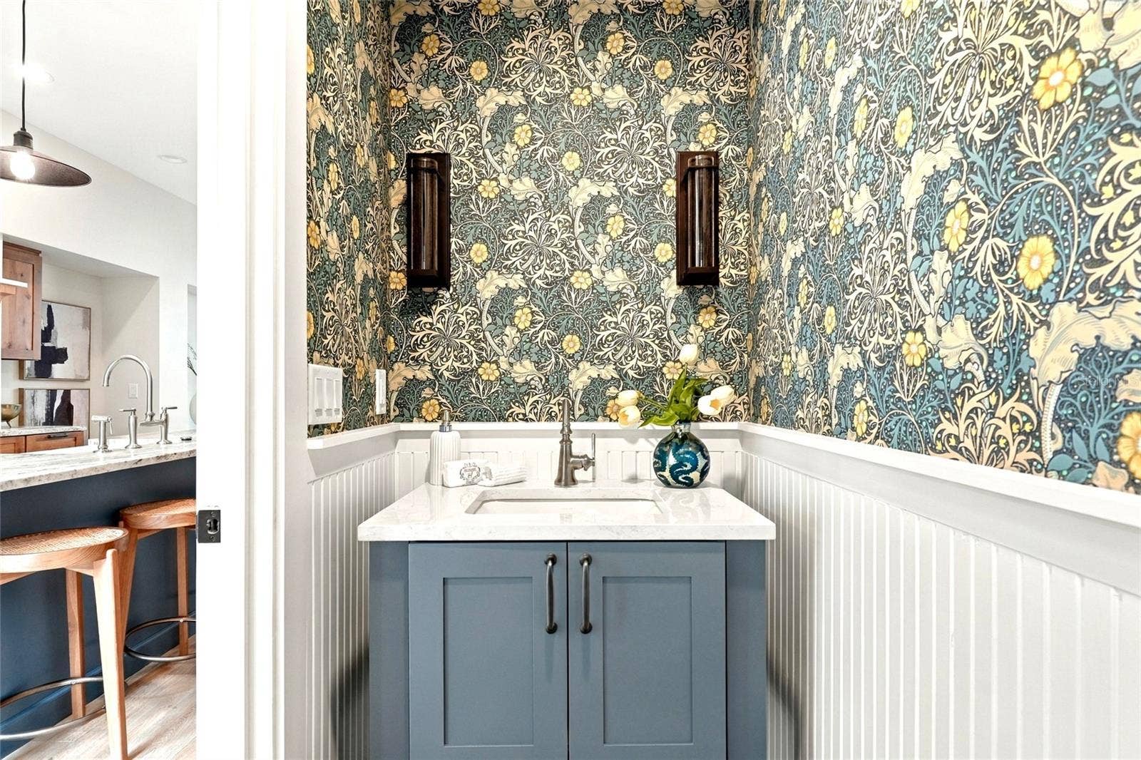 2534 1ST AVENUE N, St Petersburg, FL 33713 1st Floor Half Bath with Designer Wallpaper
