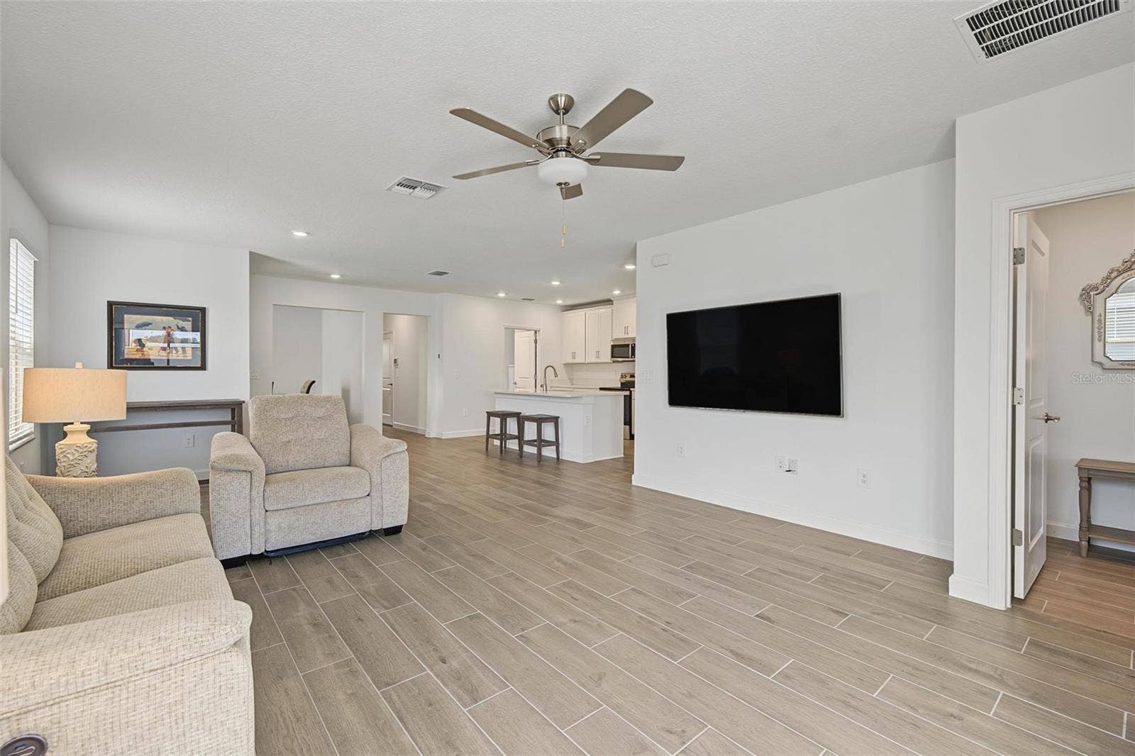 family room is open to kitchen
