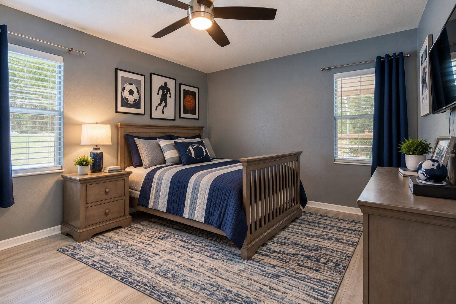 9713 LOMALINDA COURT, New Port Richey, FL 34655 Third bedroom with virtually staged decor.