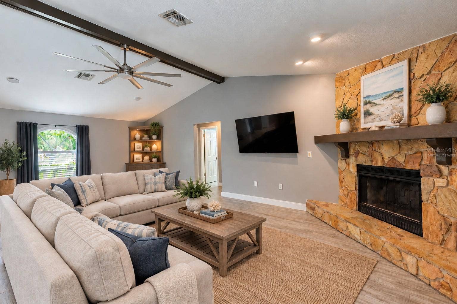 9713 LOMALINDA COURT, New Port Richey, FL 34655 Virtually staged great room.