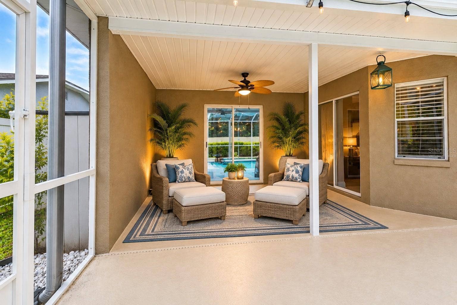 9713 LOMALINDA COURT, New Port Richey, FL 34655 Virtually staged lanai off of primary suite.