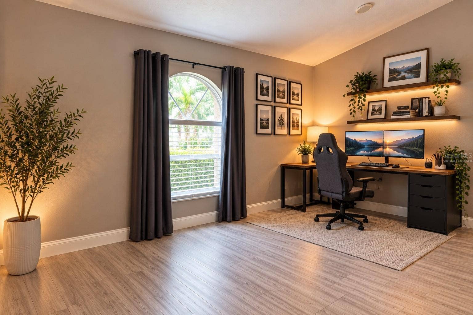 9713 LOMALINDA COURT, New Port Richey, FL 34655 Virtually staged desk area at front of great room.