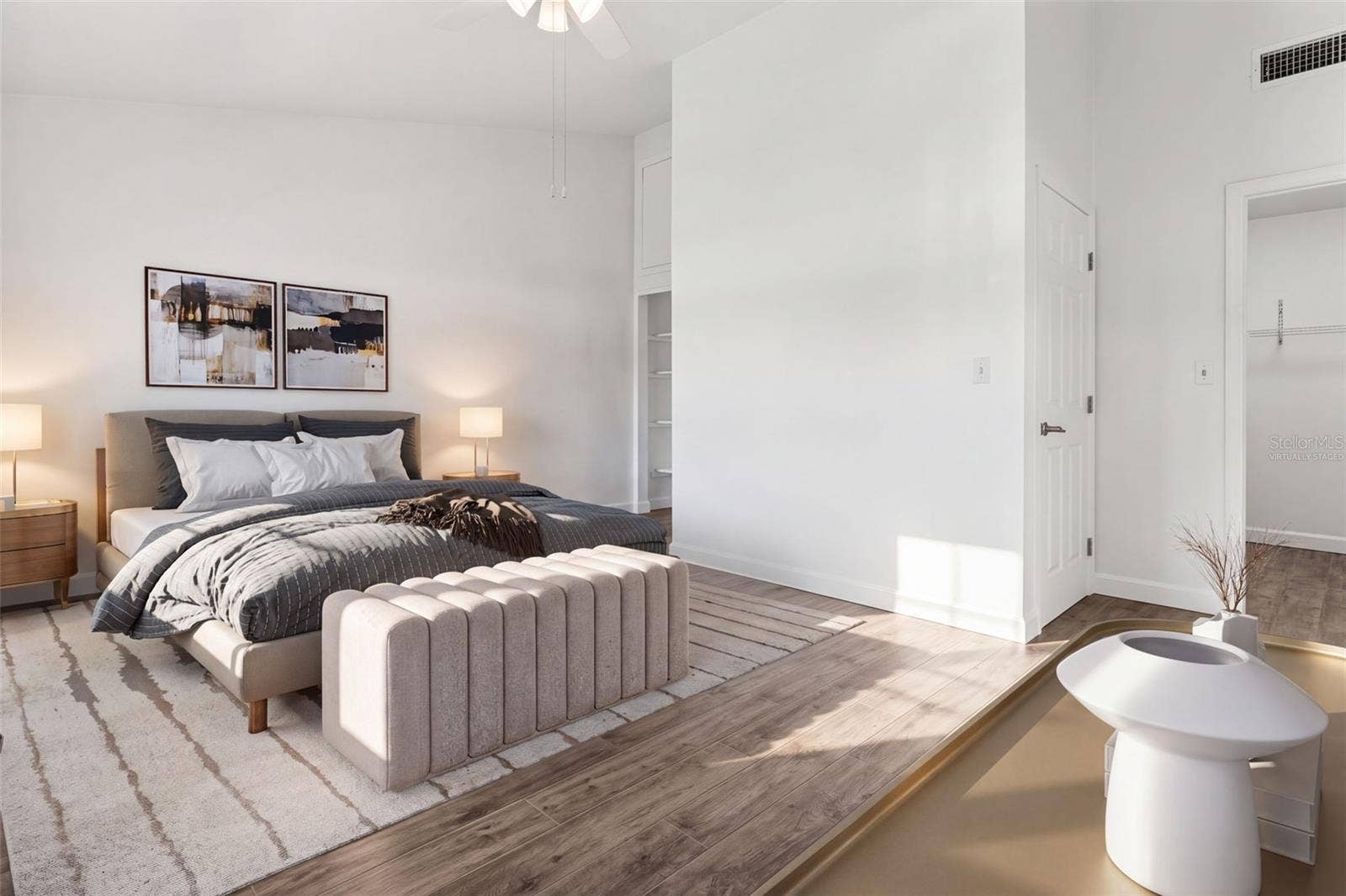 primary bedroom -virtually staged
