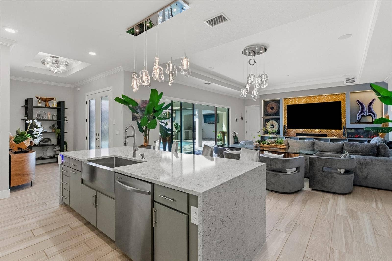 Gorgeous chef kitchen with updated lighting