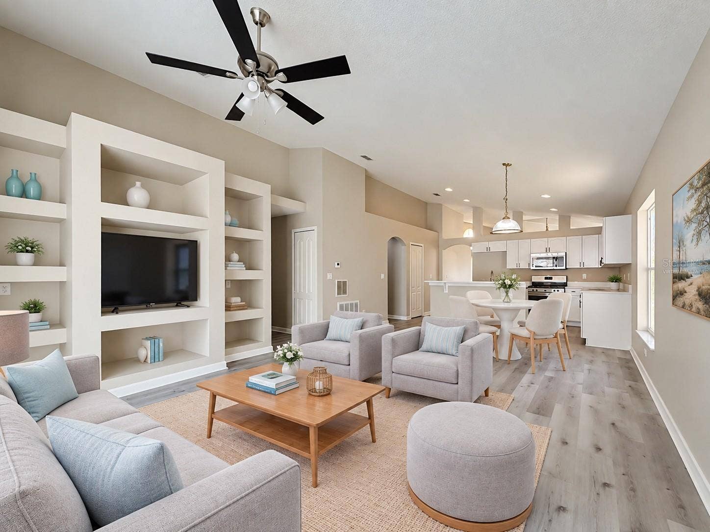 Virtually staged family room