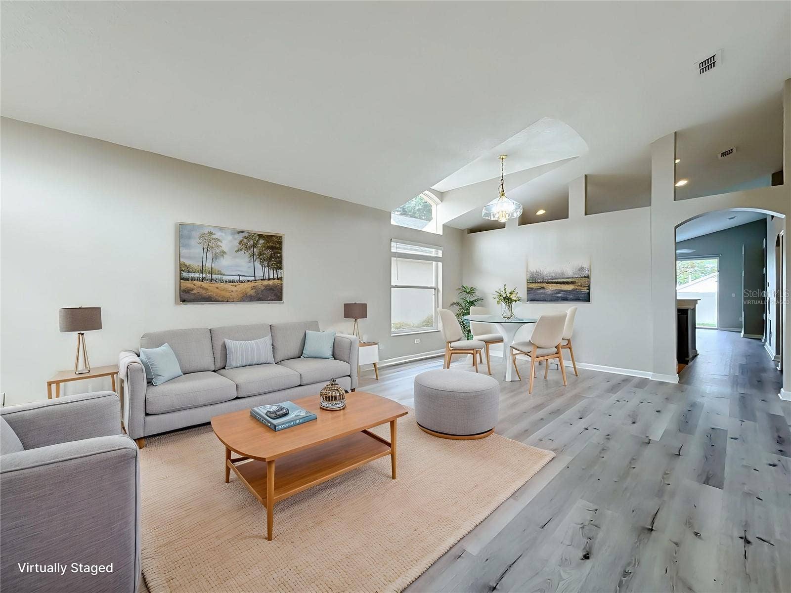 Virtually staged Living room/dining room