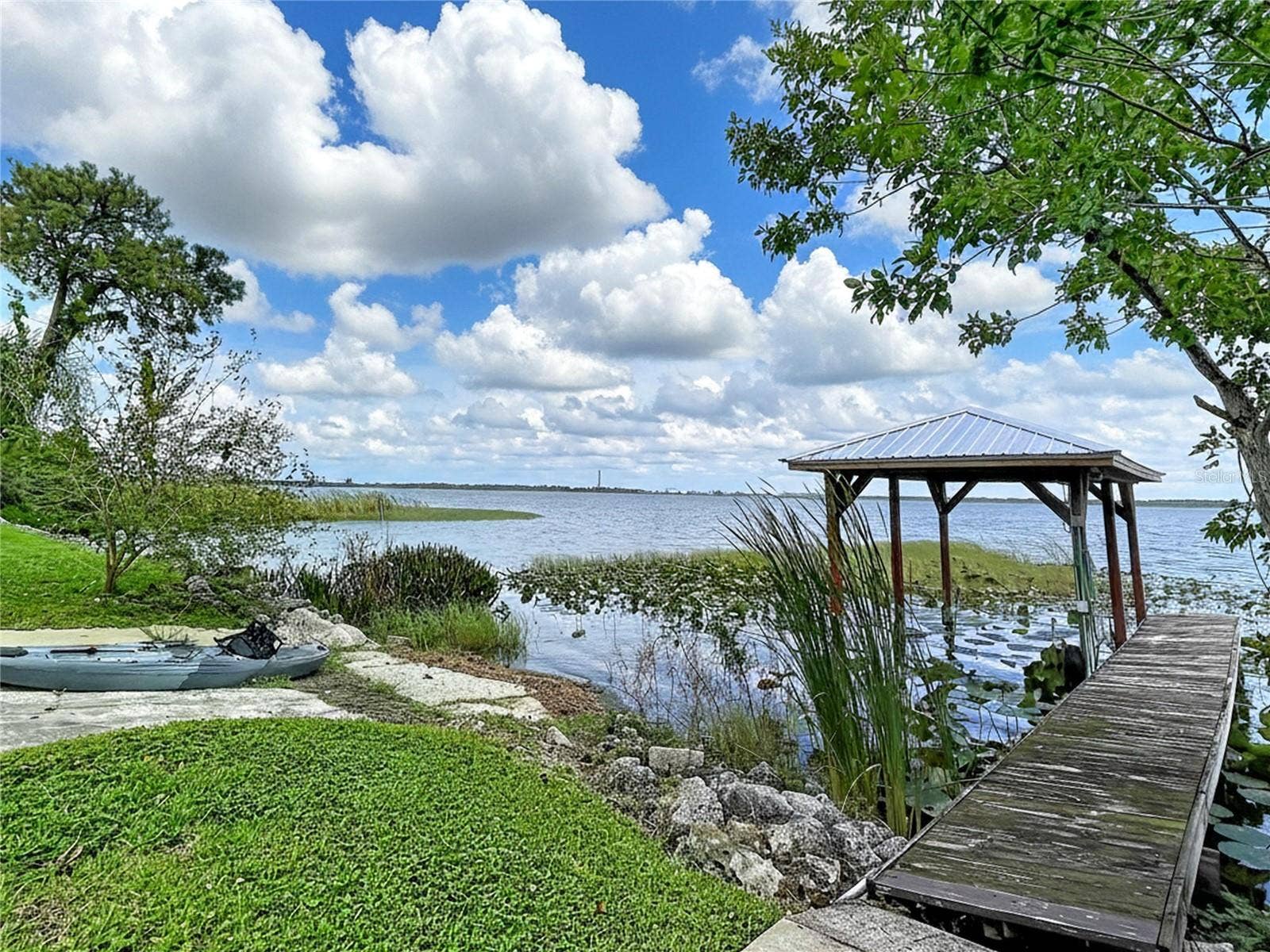 1348 EDGEWATER BEACH DRIVE, Lakeland, FL 33805 Lakefront view and dock and ramp