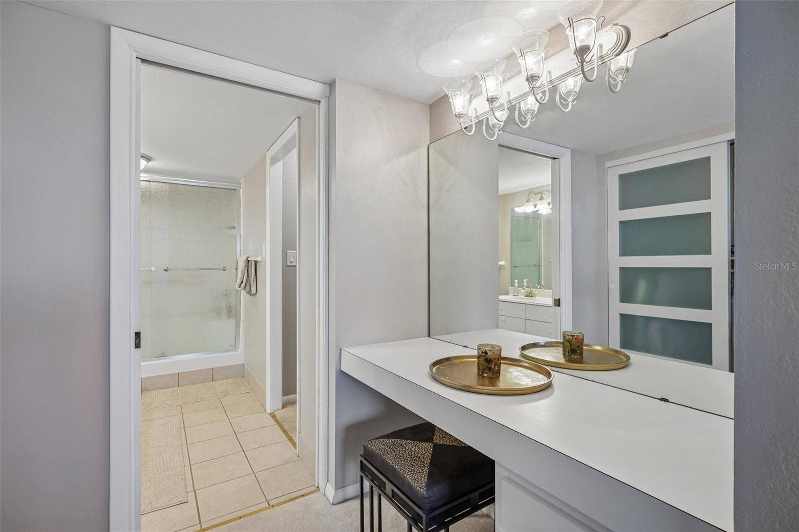 Built in make-up vanity in primary