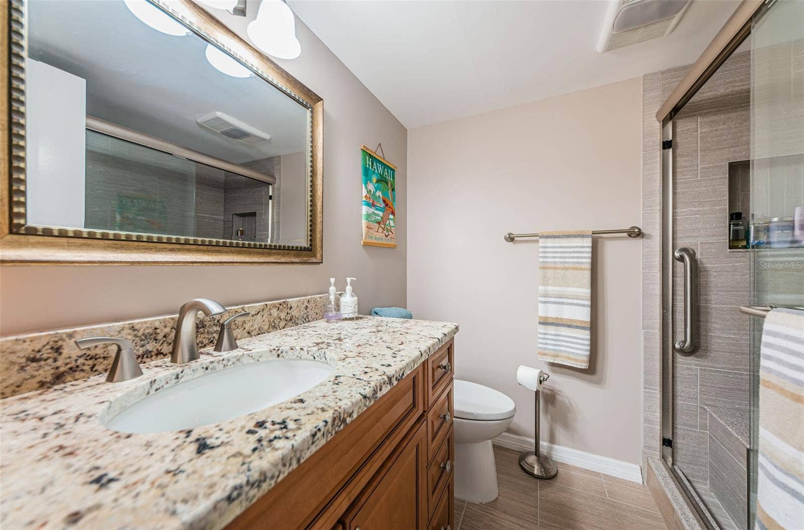 Primary bath with walk-in shower completely renovated