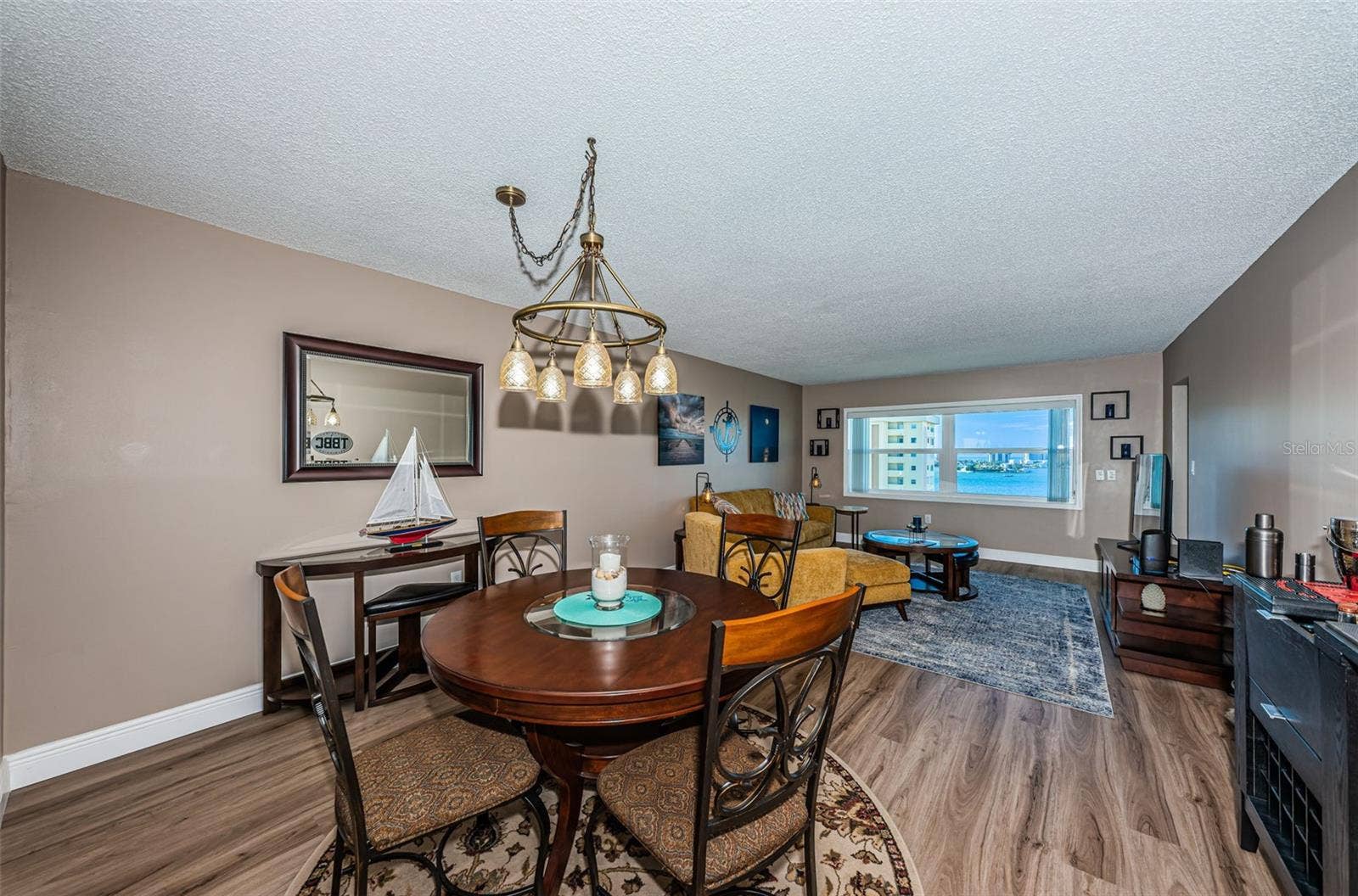 Dining area with water views