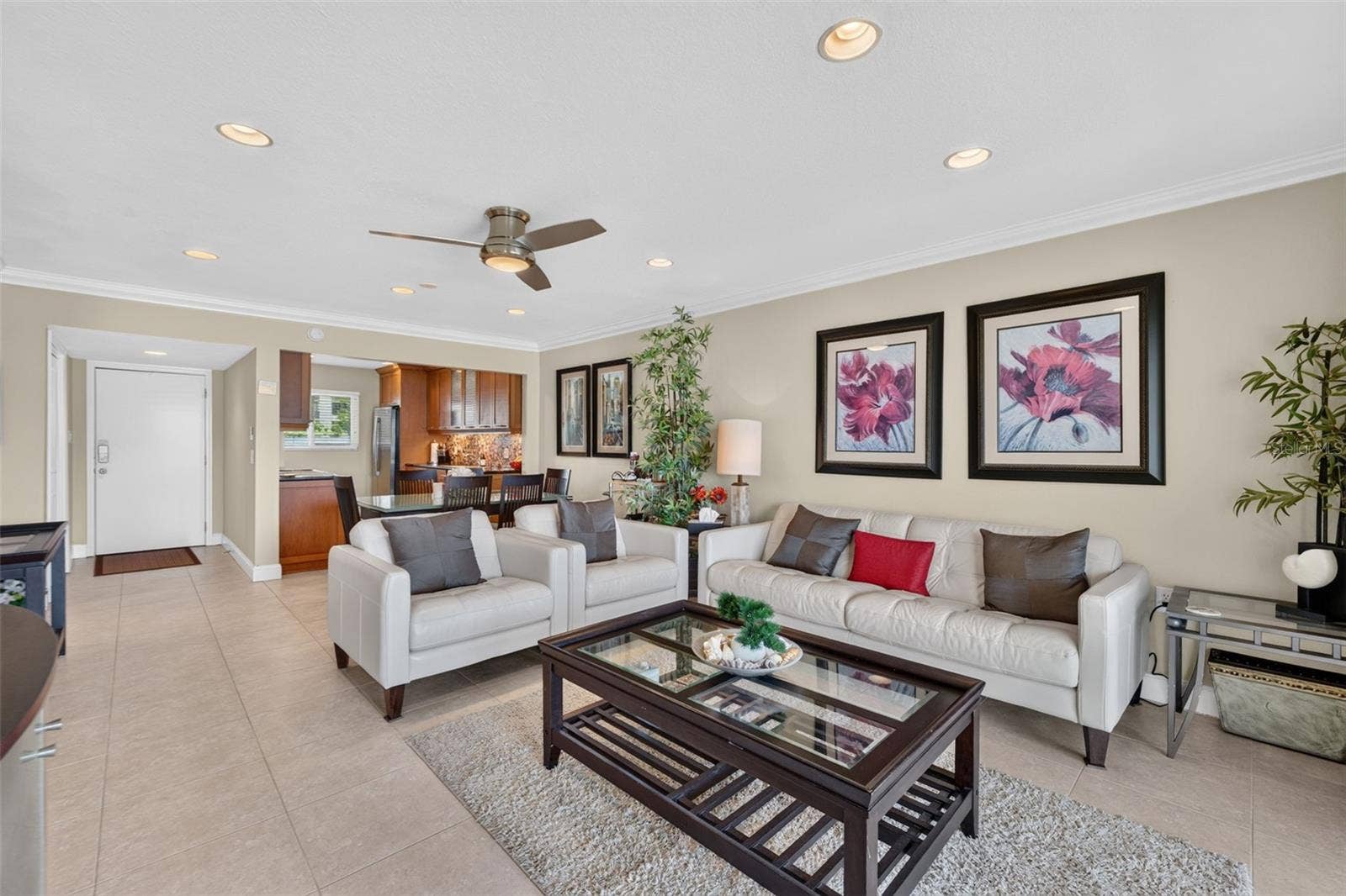 400 LARBOARD WAY, #106, Clearwater, FL 33767 Living Room view to kitchen and entry