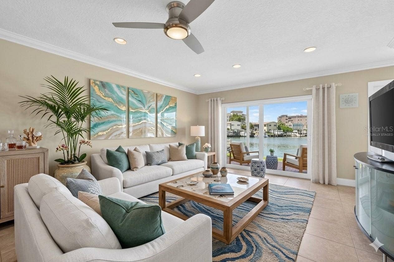 400 LARBOARD WAY, #106, Clearwater, FL 33767 virtually staged Living area and what views