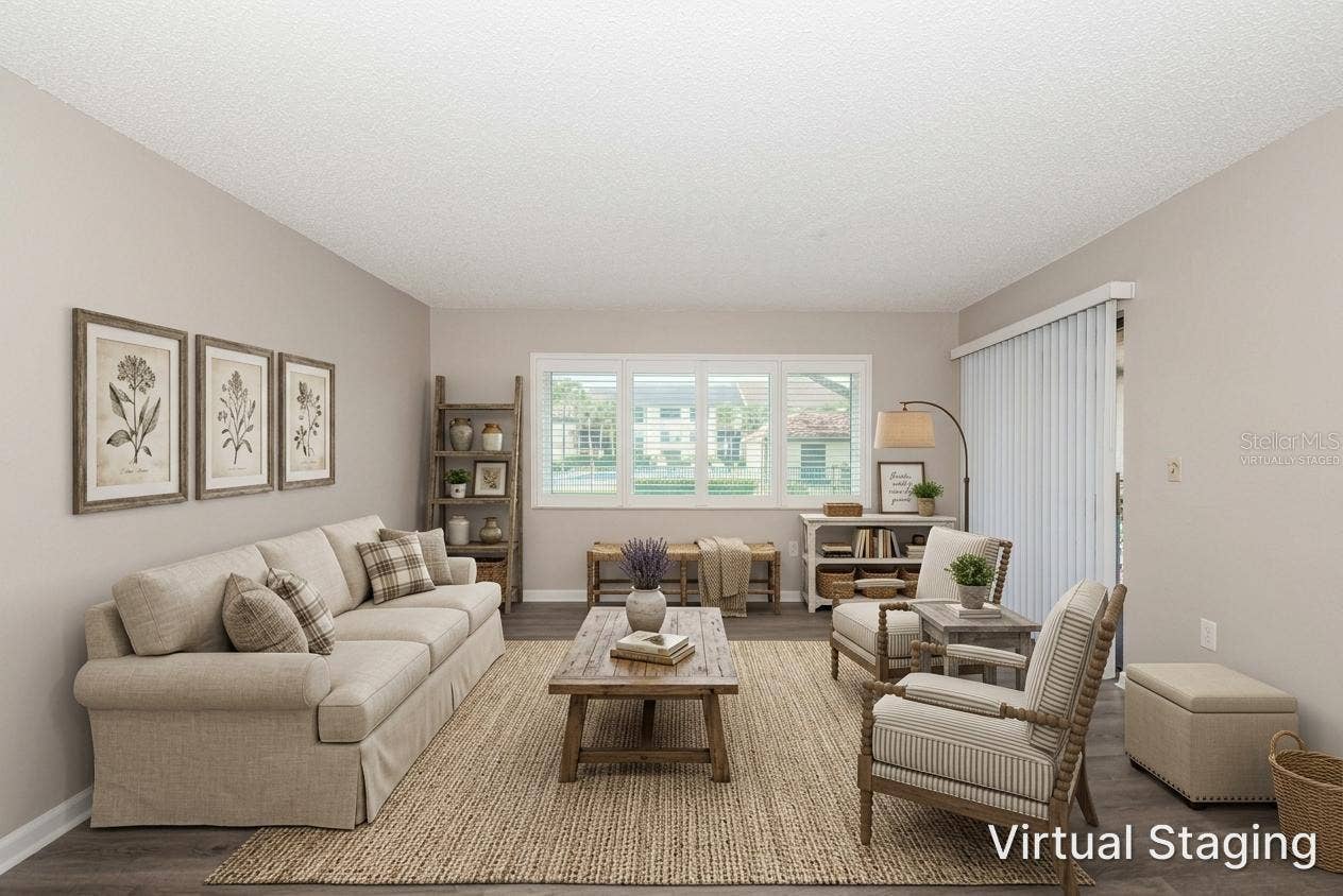 2591 COUNTRYSIDE BOULEVARD, #5106, Clearwater, FL 33761 Virtually staged living room